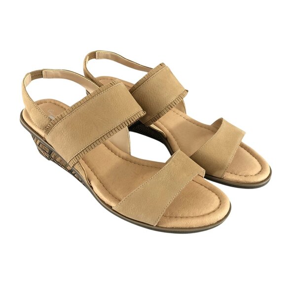 Dr Scholls Womens Sandals Original Collection Wedge Leather Slingback Beige 9.5 - Picture 1 of 6